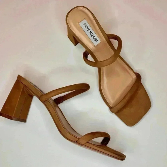 Steve Madden Womens Lilah Tan Block Heels Dress Sandal Shoe Size 8 - Picture 6 of 7